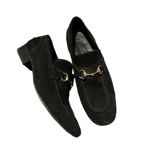 Gucci Black Suede Horse-bit Loafers, size 9 - Picture 1 of 10